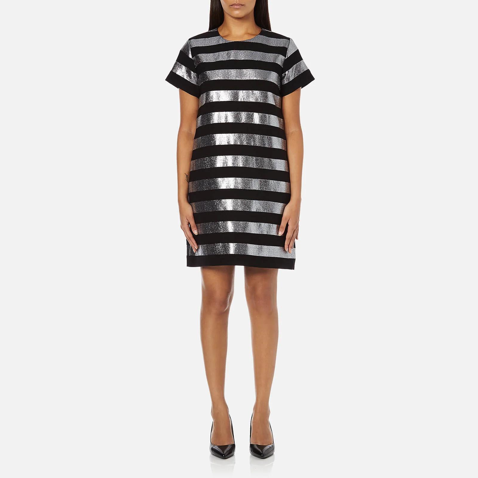 Marc by Marc Jacobs Women's Lame Stripe Dress - Black/Silver Image 1
