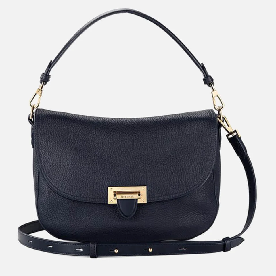 Aspinal of London Women's Letterbox Slouchy Saddle Bag - Navy Image 1