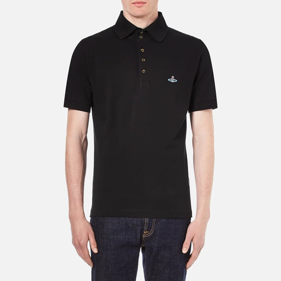 Vivienne Westwood MAN Men's Basic Pique Polo Shirt - Black Image 1