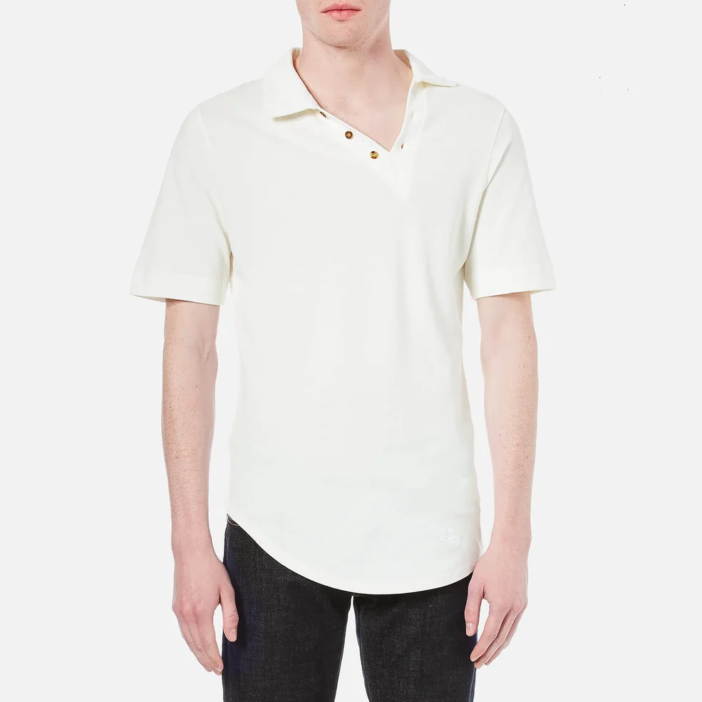 Vivienne Westwood MAN Men's Basic Pique Asymmetric Polo Shirt - White Image 1