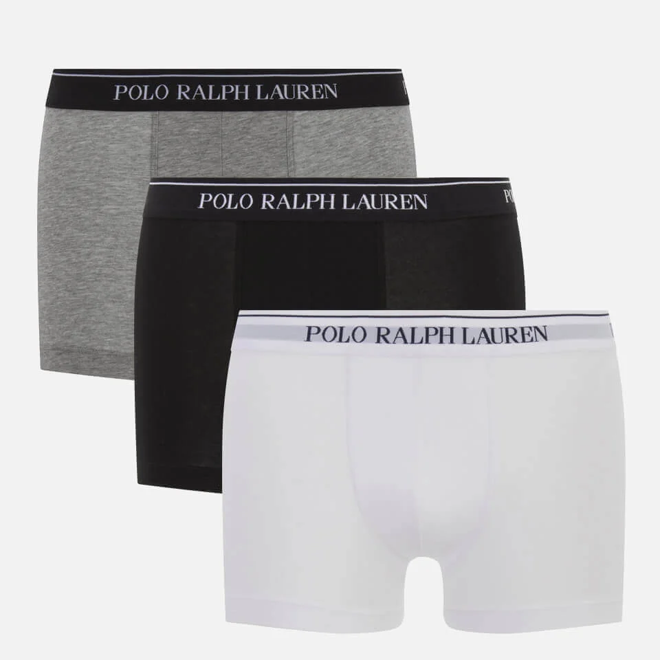 Polo Ralph Lauren Men's 3-Pack Cotton Trunks - White/Black/Andover Heather Image 1