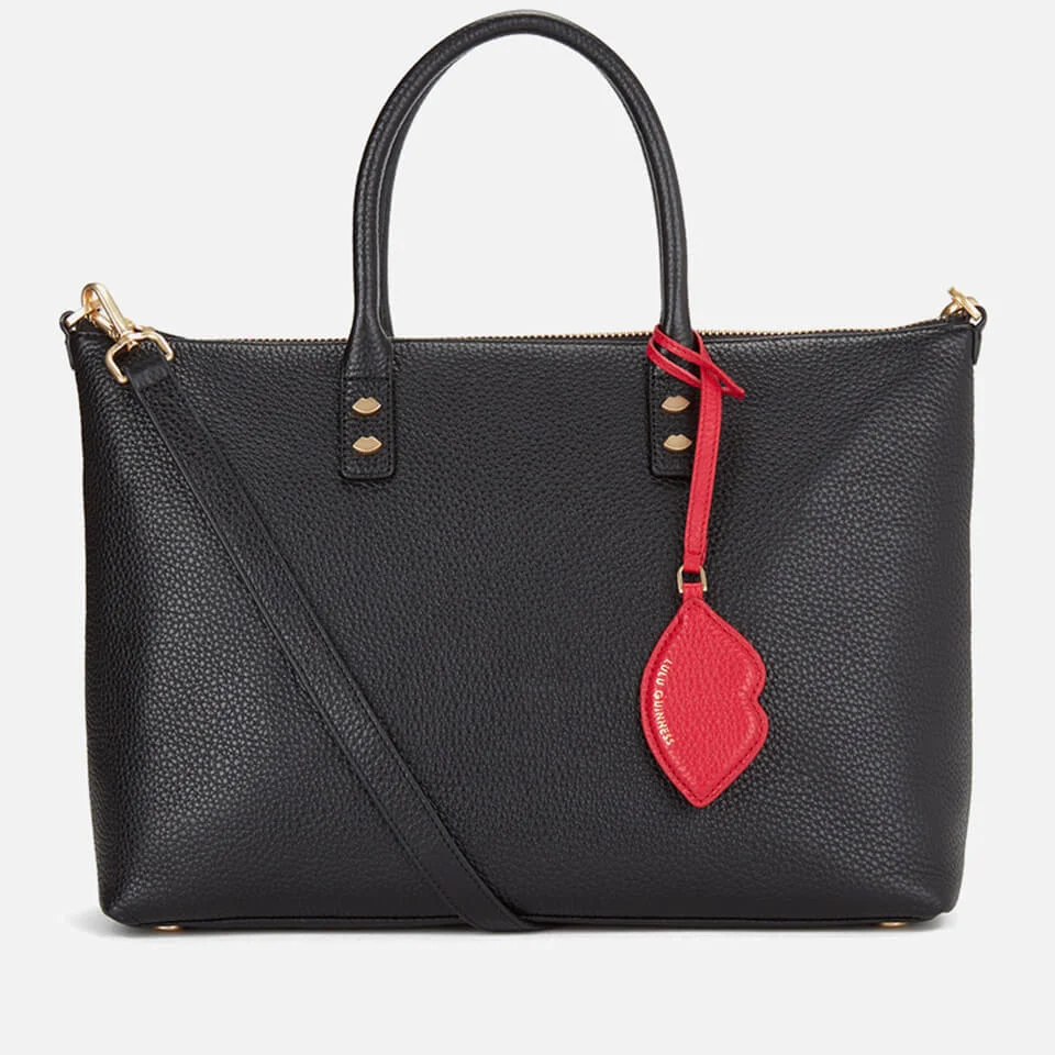 Lulu Guinness Women's Frances Medium Tote Bag with Lip Charm - Black Image 1
