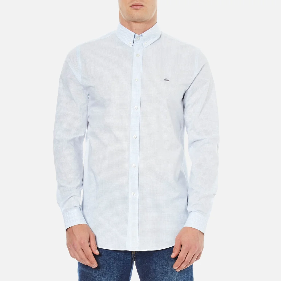 Lacoste Men's Long Sleeve Gingham City Shirt - Sky Blue Image 1