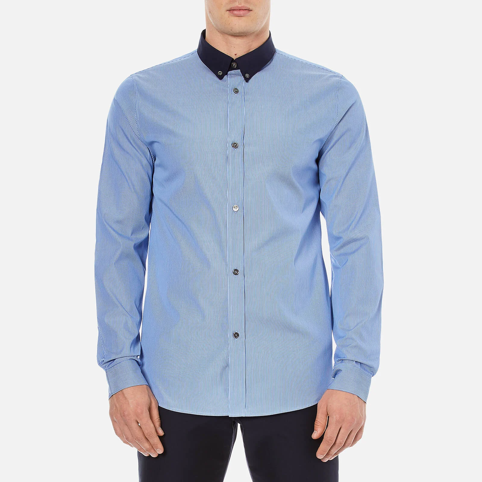 A.P.C. Men's Steven Contrast Collar Long Sleeved Shirt - Bleu Image 1