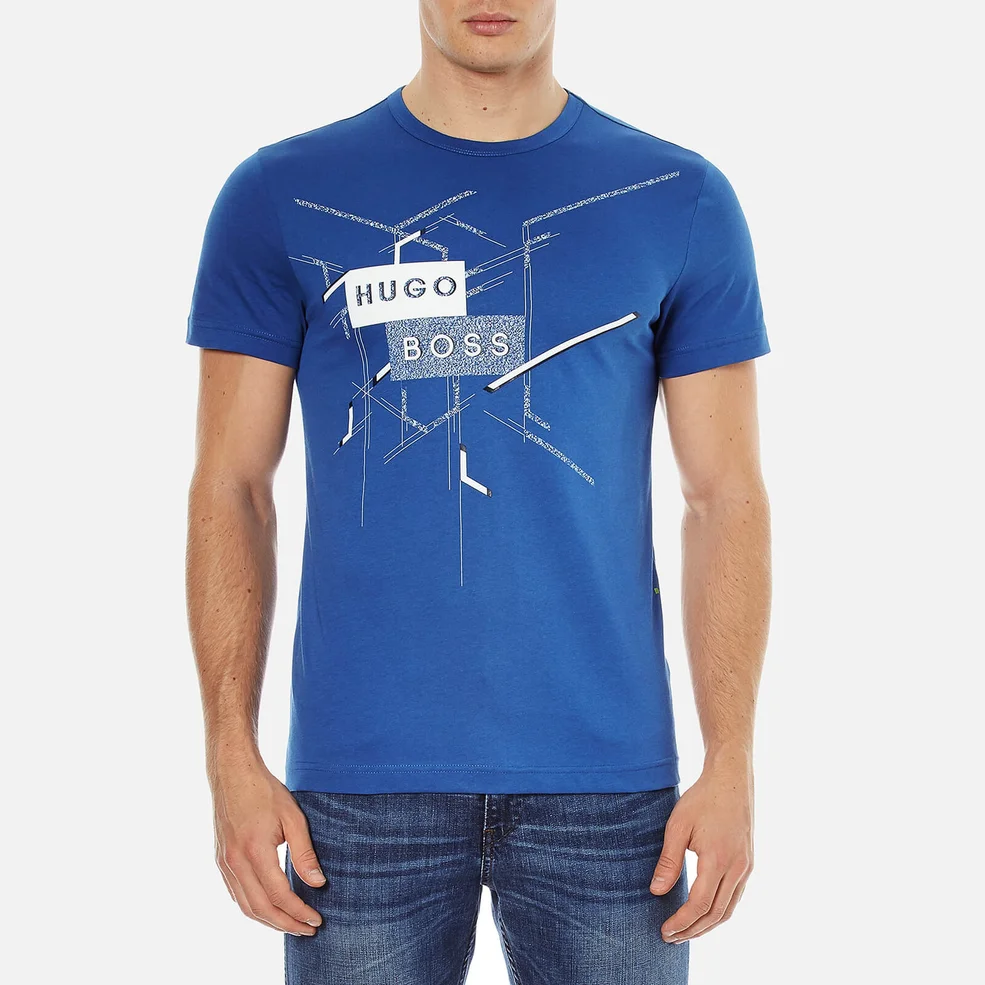 BOSS Green Men's Tee 2 Printed T-Shirt - True Blue Image 1