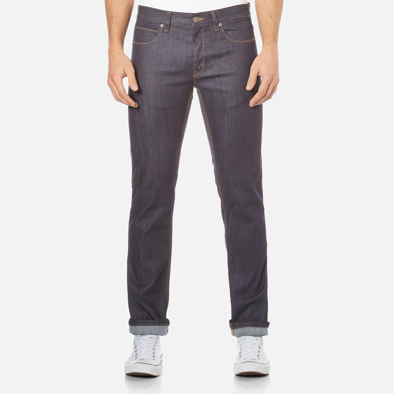HUGO Men's 708 Slim Fit Unwashed Denim Jeans - Raw Blue Image 1