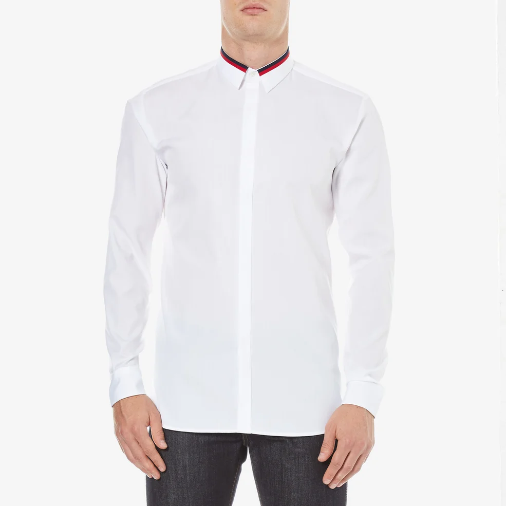 HUGO Men's Ewid Collar Detail Long Sleeve Shirt - White Image 1