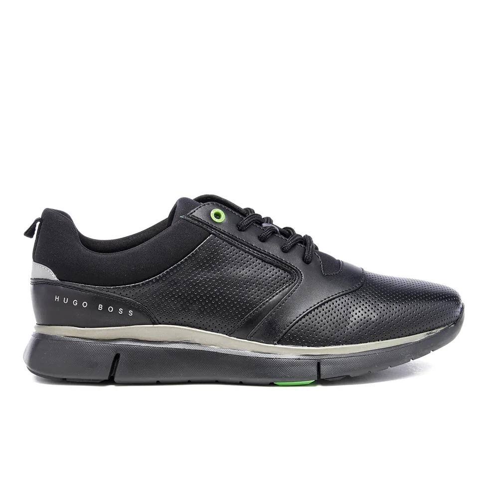 BOSS Green Men's Gym Leather Running Trainers - Black Image 1