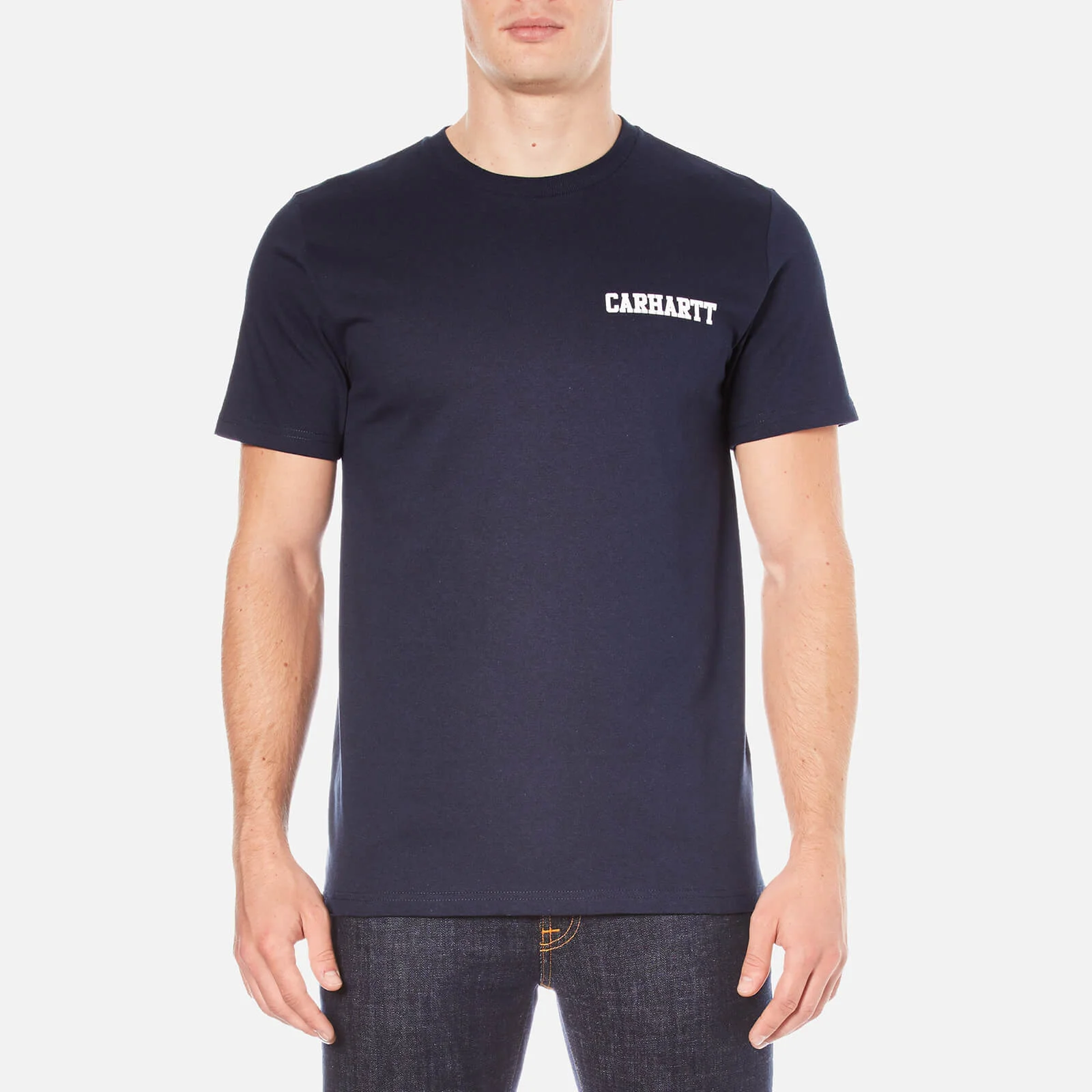 Carhartt Men's Short Sleeve College Script T-Shirt - Blue Image 1