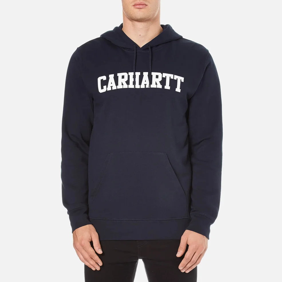Carhartt Men's Hooded College Sweatshirt - Navy/White Image 1