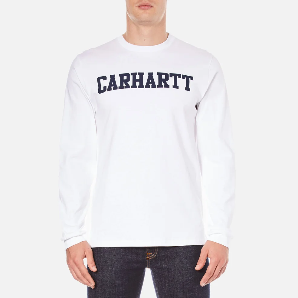 Carhartt Men's Long Sleeve College T-Shirt - White/Navy Image 1