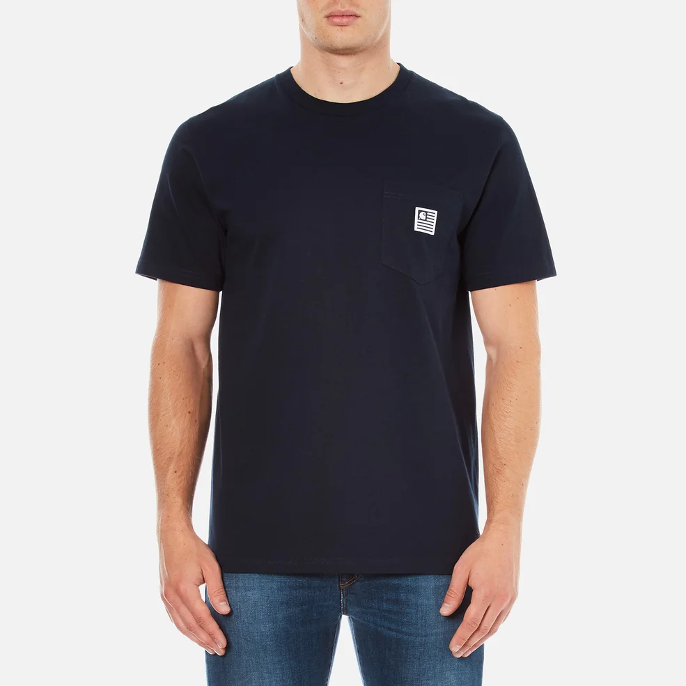 Carhartt Men's Short Sleeve Slate Pocket T-Shirt - Navy Image 1