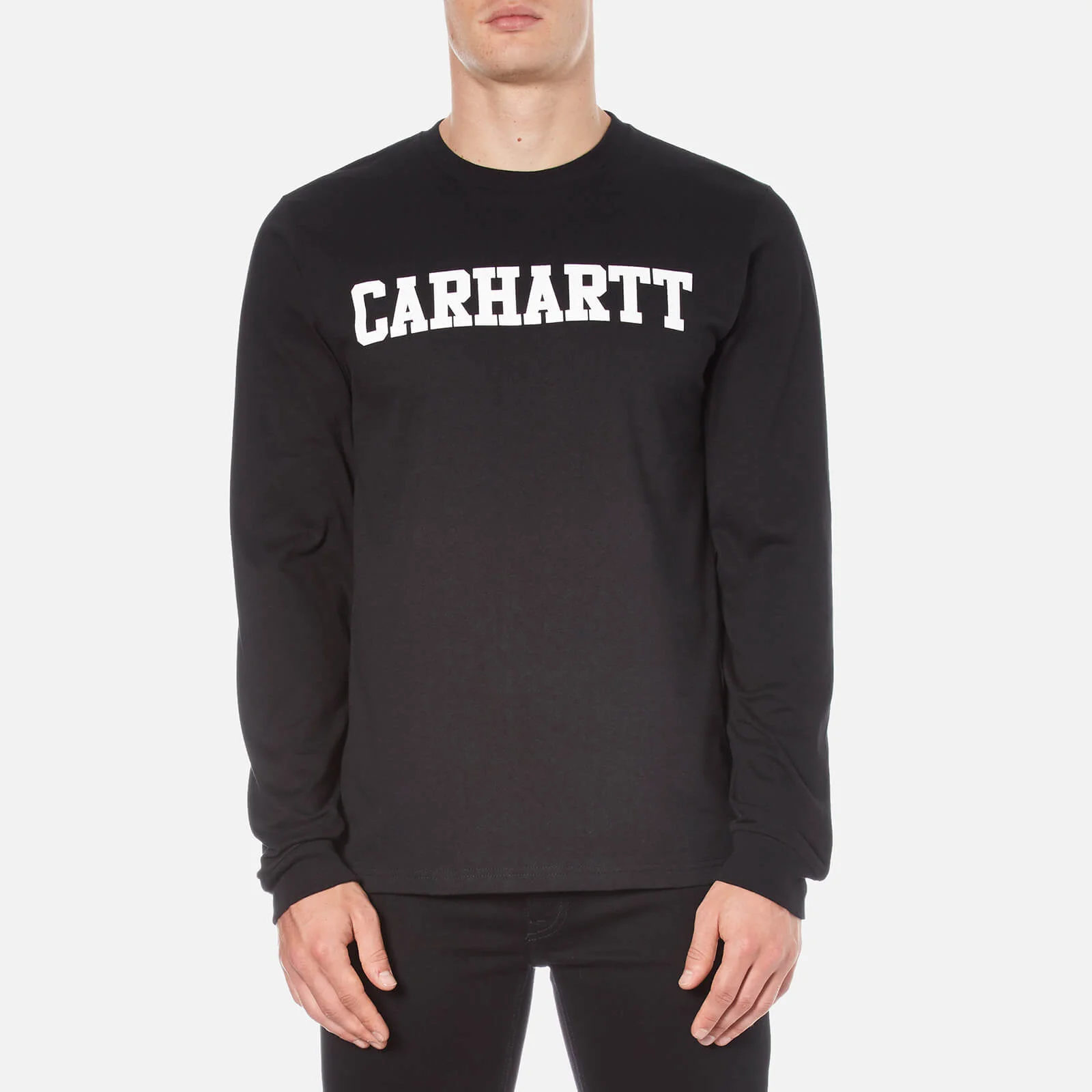 Carhartt Men's Long Sleeve College T-Shirt - Black/White Image 1