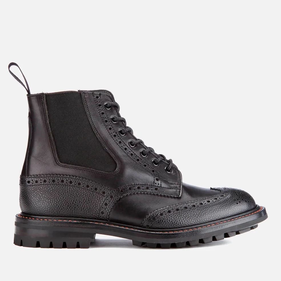 Tricker's Men's Ellis Leather/Scotch Grain Commando Sole Lace Up Boots - Black Image 1