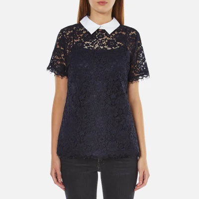 MICHAEL MICHAEL KORS Women's Collared Lace T-Shirt - New Navy