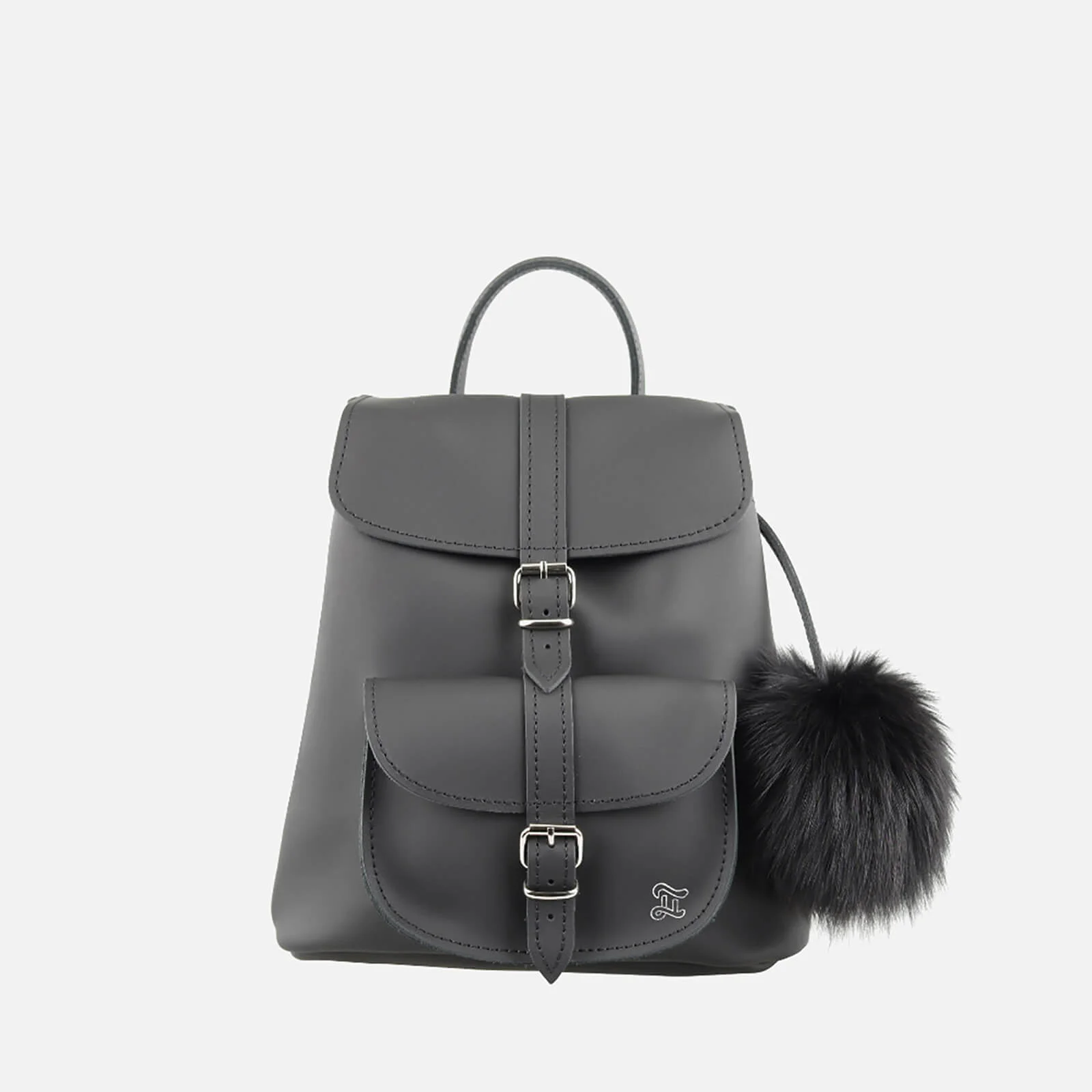 Grafea Women's Fluffy Fur Pom Backpack - Black Image 1