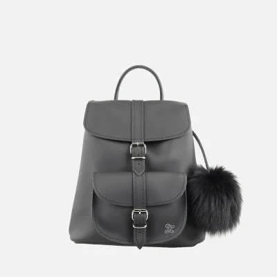 Grafea Women's Fluffy Fur Pom Backpack - Black