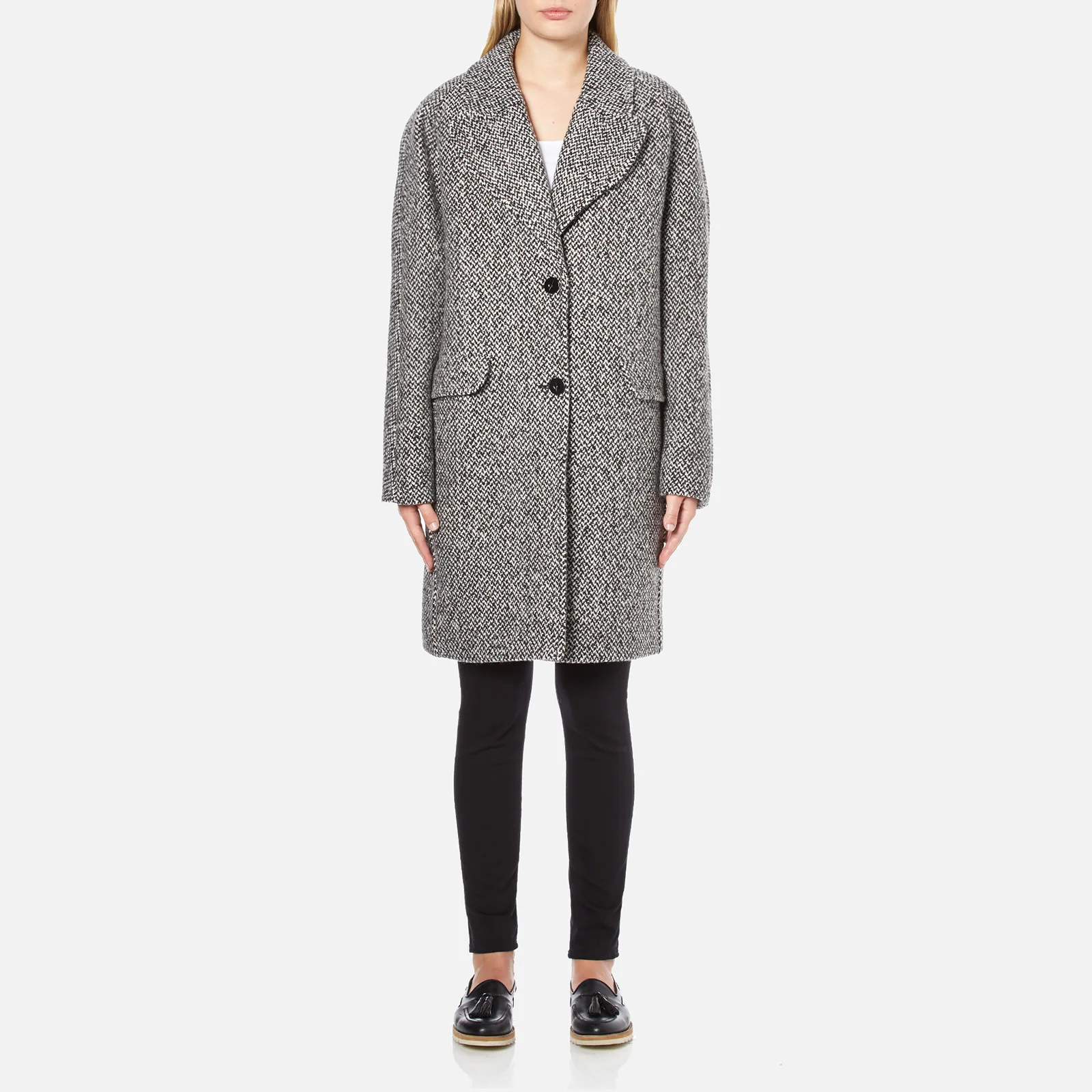 Carven Women's Oversized Two Buttoned Coat - White/Black Image 1