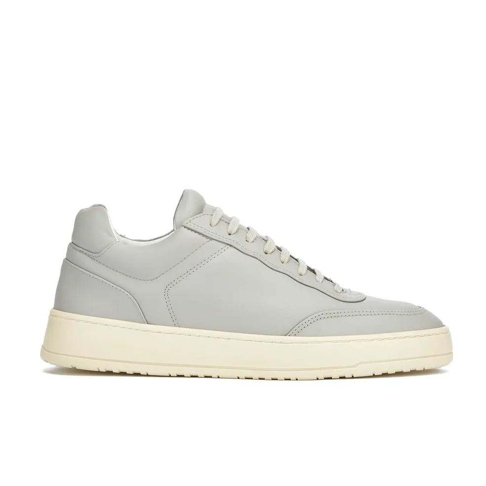 ETQ. Men's Low Top 5 Rubberized Leather Trainers - Alloy/Eggshell Image 1