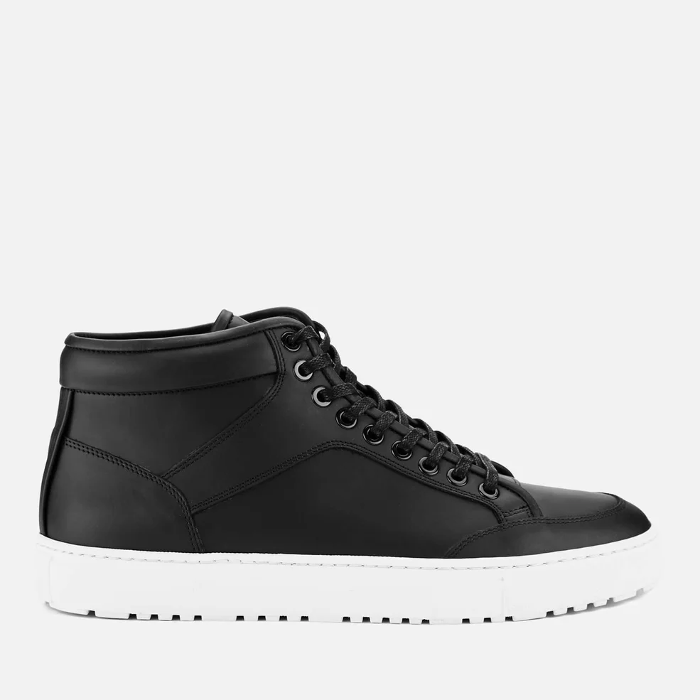 ETQ. Men's High Top 1 Rubberized Leather Trainers - Black Image 1