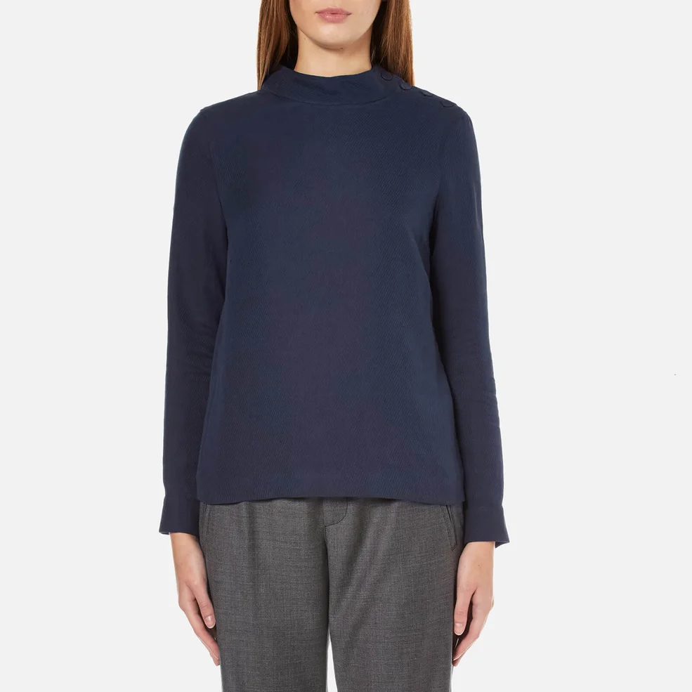 A.P.C. Women's Lois Side Button Long Sleeve Top - Navy Image 1