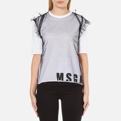 MSGM Women's Net Logo T-Shirt - White