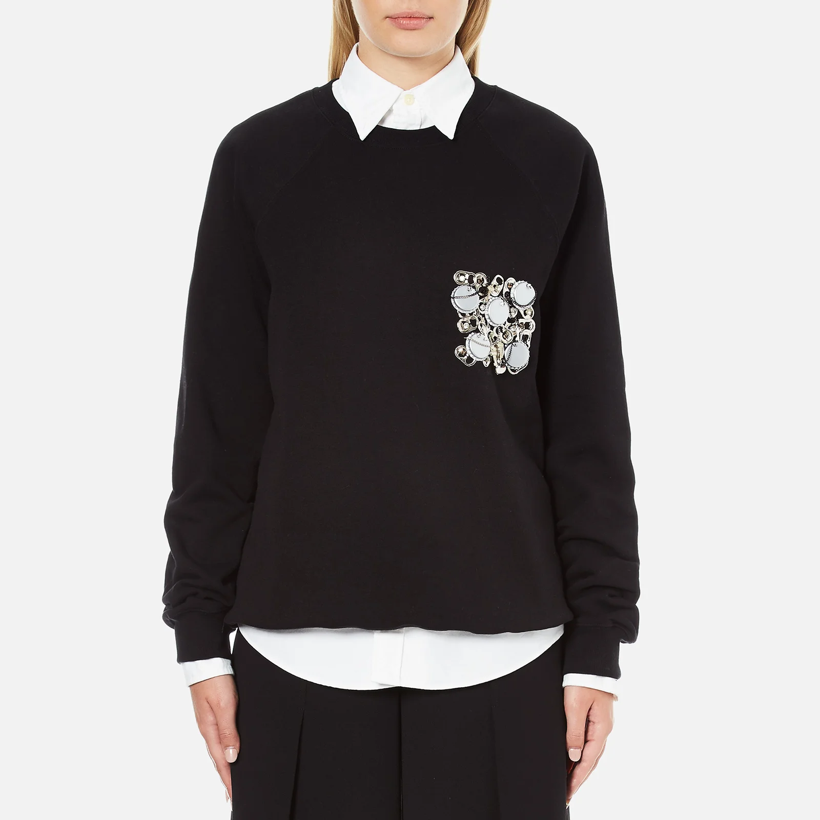 MSGM Women's Embellished Pocket Sweatshirt - Black Image 1