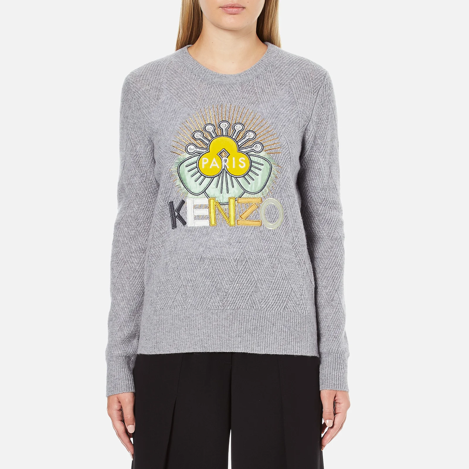 KENZO Women's Flower Logo Knitted Jumper - Light Grey Image 1