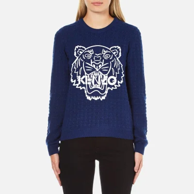KENZO Women's Tiger Rubber Logo On Cable Knitted Jumper - Ink