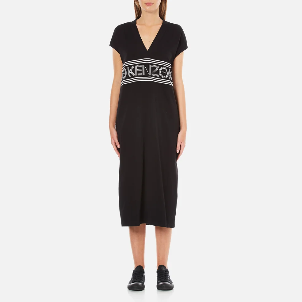 KENZO Women's Stripe Logo Mid Cotton Dress - Black Image 1