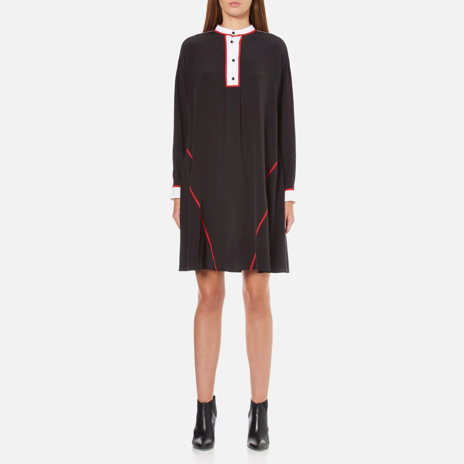 KENZO Women's Flare Dress with Piping and Buttons - Black Image 1