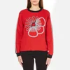 KENZO Women's Quilted Sweatshirt with Athletic Side Stripe and Tenamie Flower - Red - Image 1