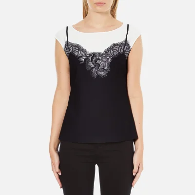 Boutique Moschino Women's Printed Lace Top - Off White/Black