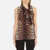Boutique Moschino Women's Tie Neck Top - Leopard - Image 1