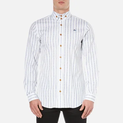 Vivienne Westwood Men's Printed Oxford Two Button Krall Shirt - White Stripe