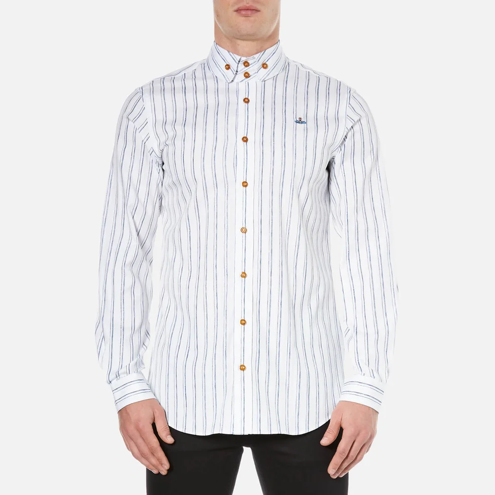 Vivienne Westwood Men's Printed Oxford Two Button Krall Shirt - White Stripe Image 1