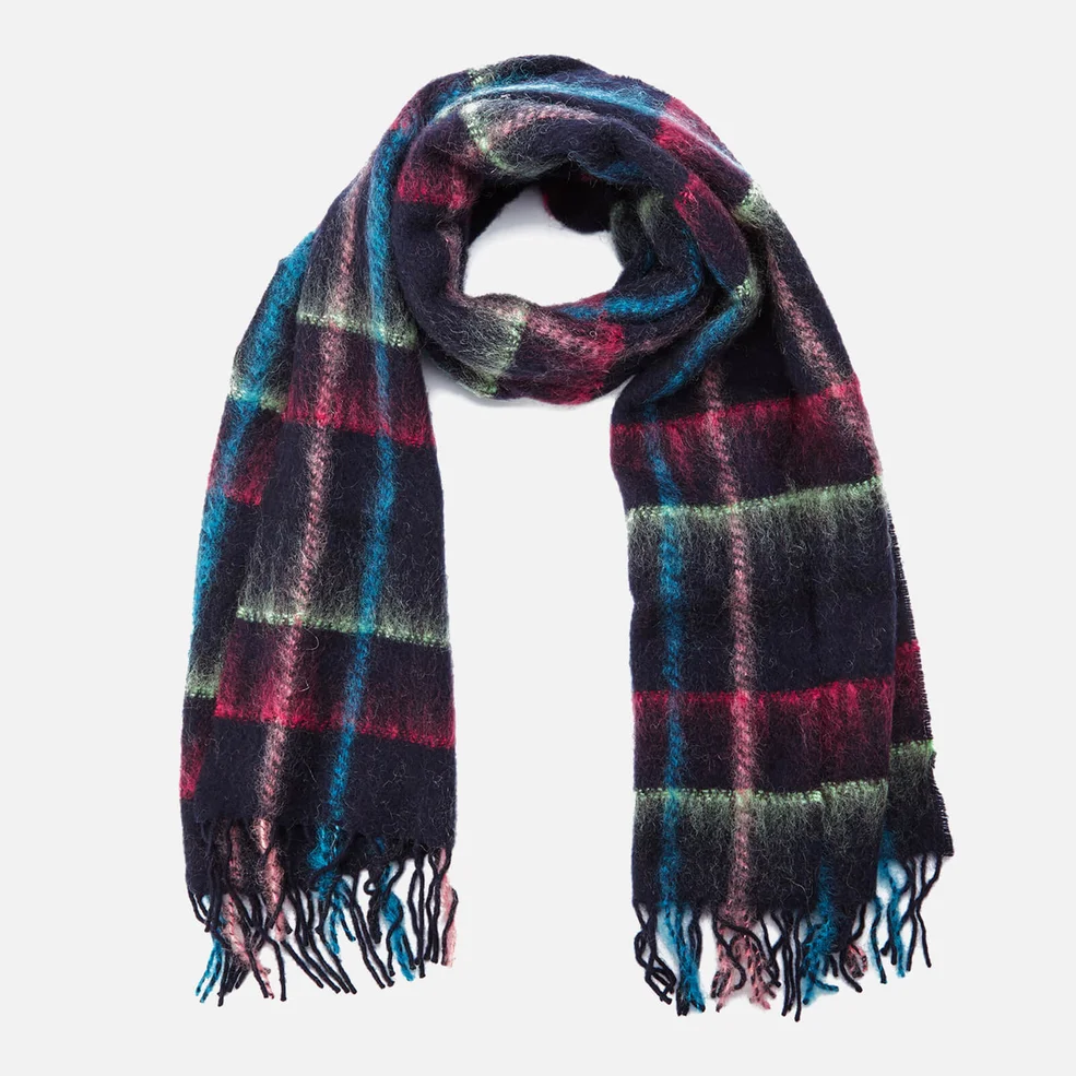 Paul Smith Accessories Women's Mohair Check Scarf - Navy Image 1