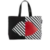 Lulu Guinness Women's Larysa 50:50 Lips Large Stripe Tote Bag - Black/White/Red - Image 1