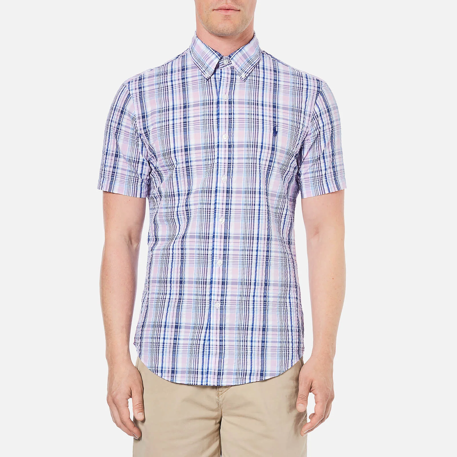 Polo Ralph Lauren Men's Checked Short Sleeve Shirt - Pink/Blue Image 1