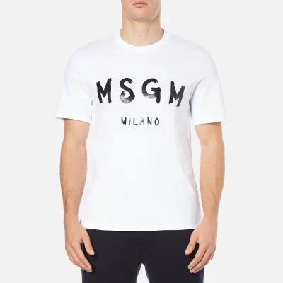 MSGM Men's Logo Short Sleeve T-Shirt - White