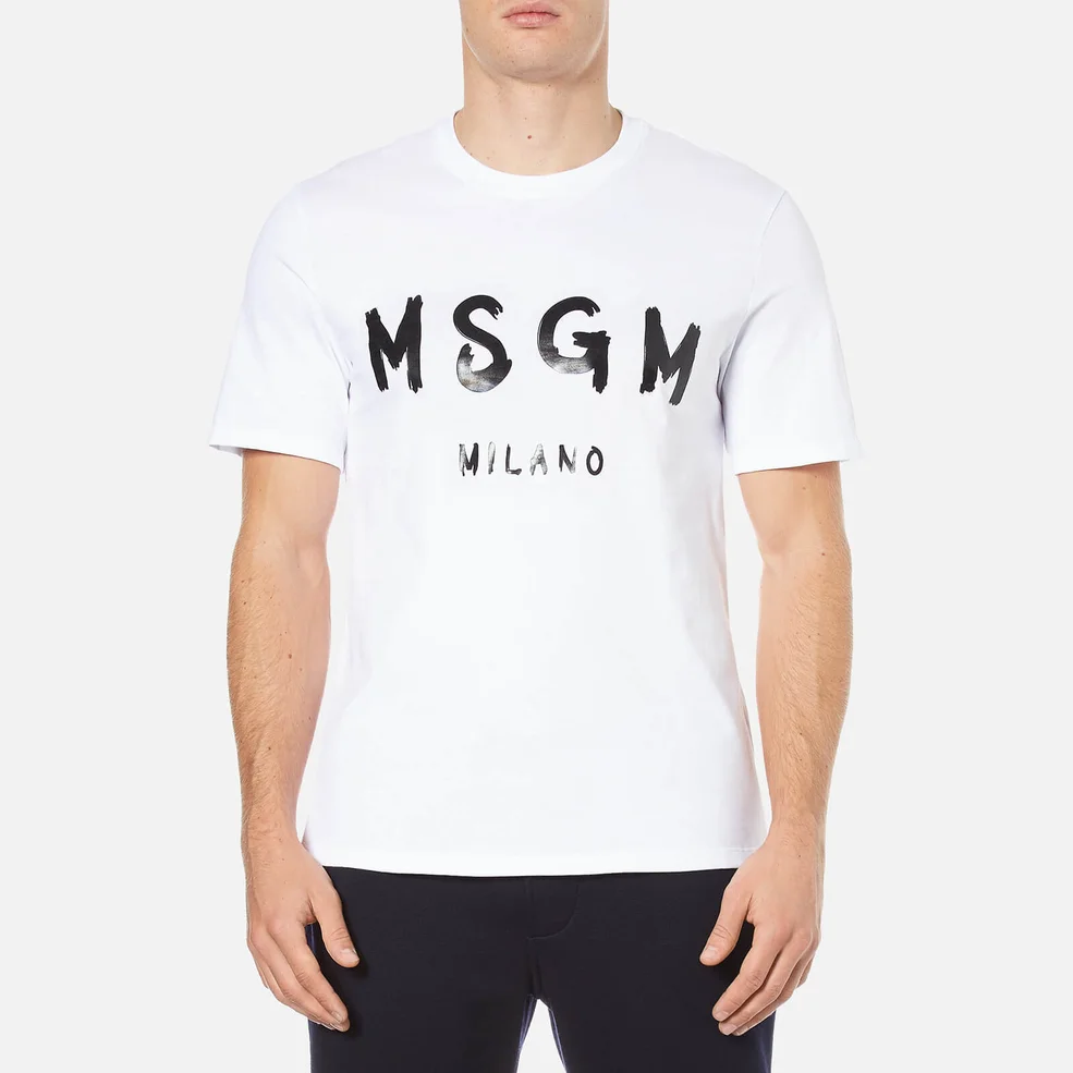 MSGM Men's Logo Short Sleeve T-Shirt - White Image 1