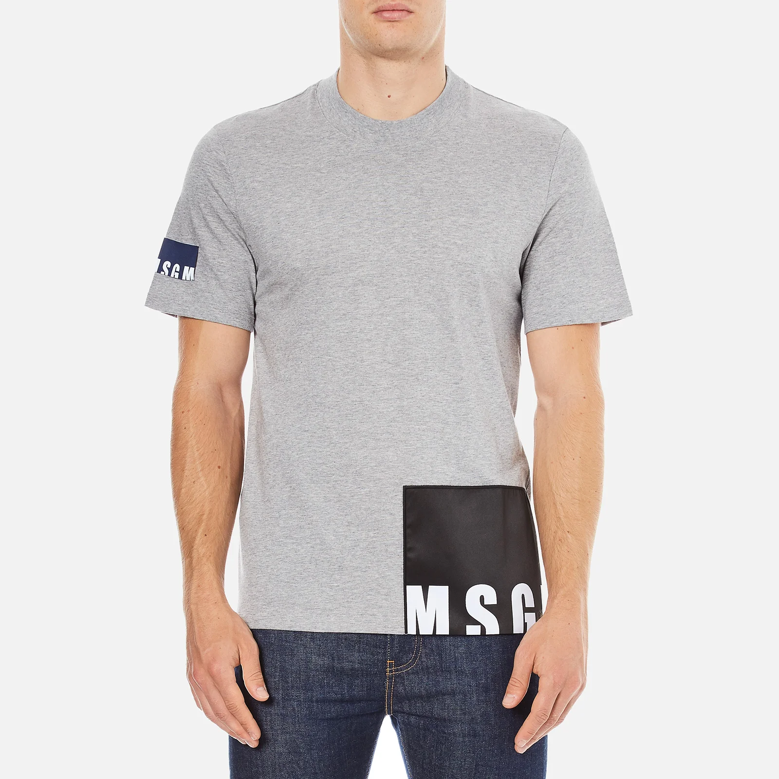 MSGM Men's Bottom Panel Logo T-Shirt - Grey Image 1