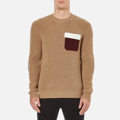MSGM Men's Contrast Pocket Knitted Jumper - Brown
