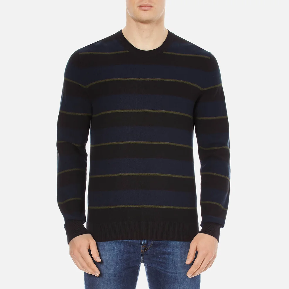 PS by Paul Smith Men's Stripe Crew Neck Knitted Jumper - Navy Image 1
