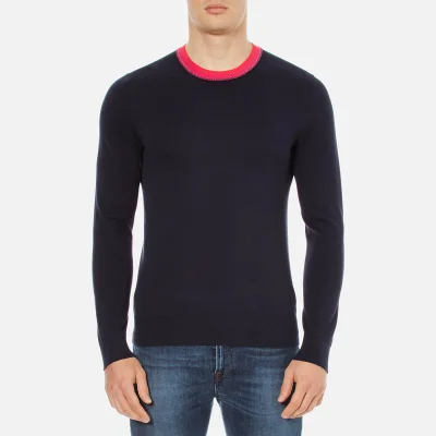 PS by Paul Smith Men's Collar Detail Crew Neck Knitted Jumper - Navy