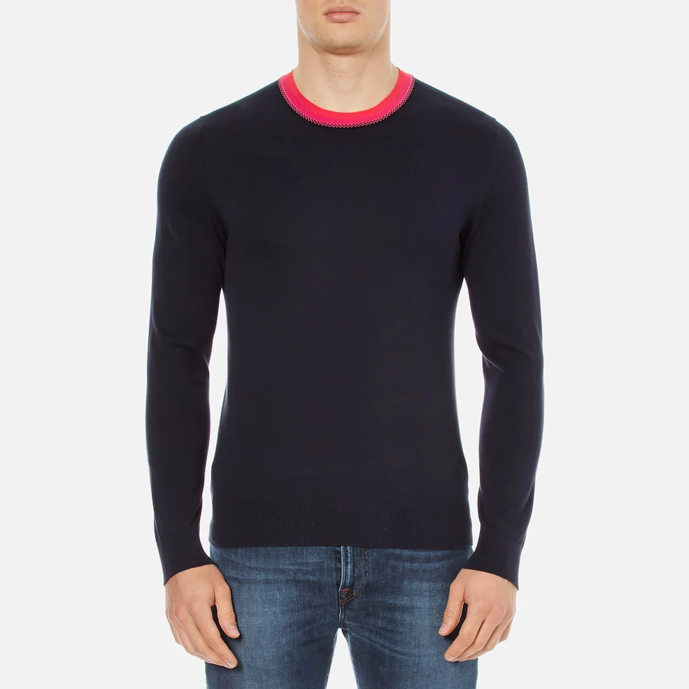 PS by Paul Smith Men's Collar Detail Crew Neck Knitted Jumper - Navy Image 1