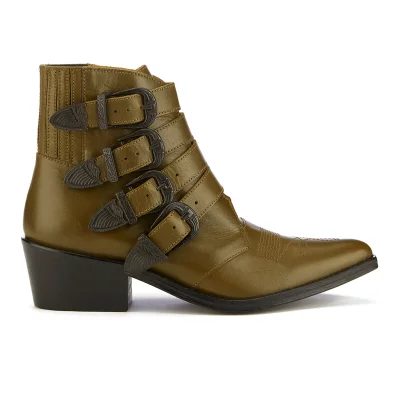 Toga Pulla Women's Buckle Side Leather Heeled Ankle Boots - Truffle