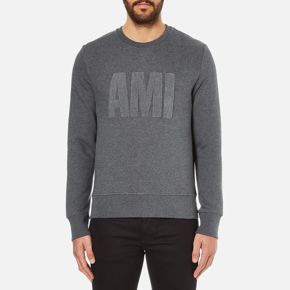 AMI Men's Crew Neck Sweatshirt - Heather Grey Image 1