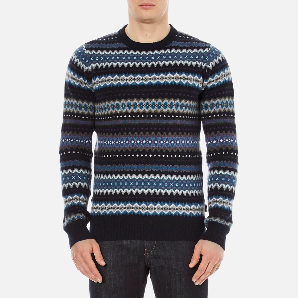 Barbour Heritage Men's Caistown Fairisle Knitted Jumper - Navy Image 1