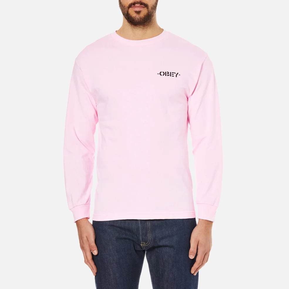 OBEY Clothing Men's Mother Earth Long Sleeve T-Shirt - Pink Image 1